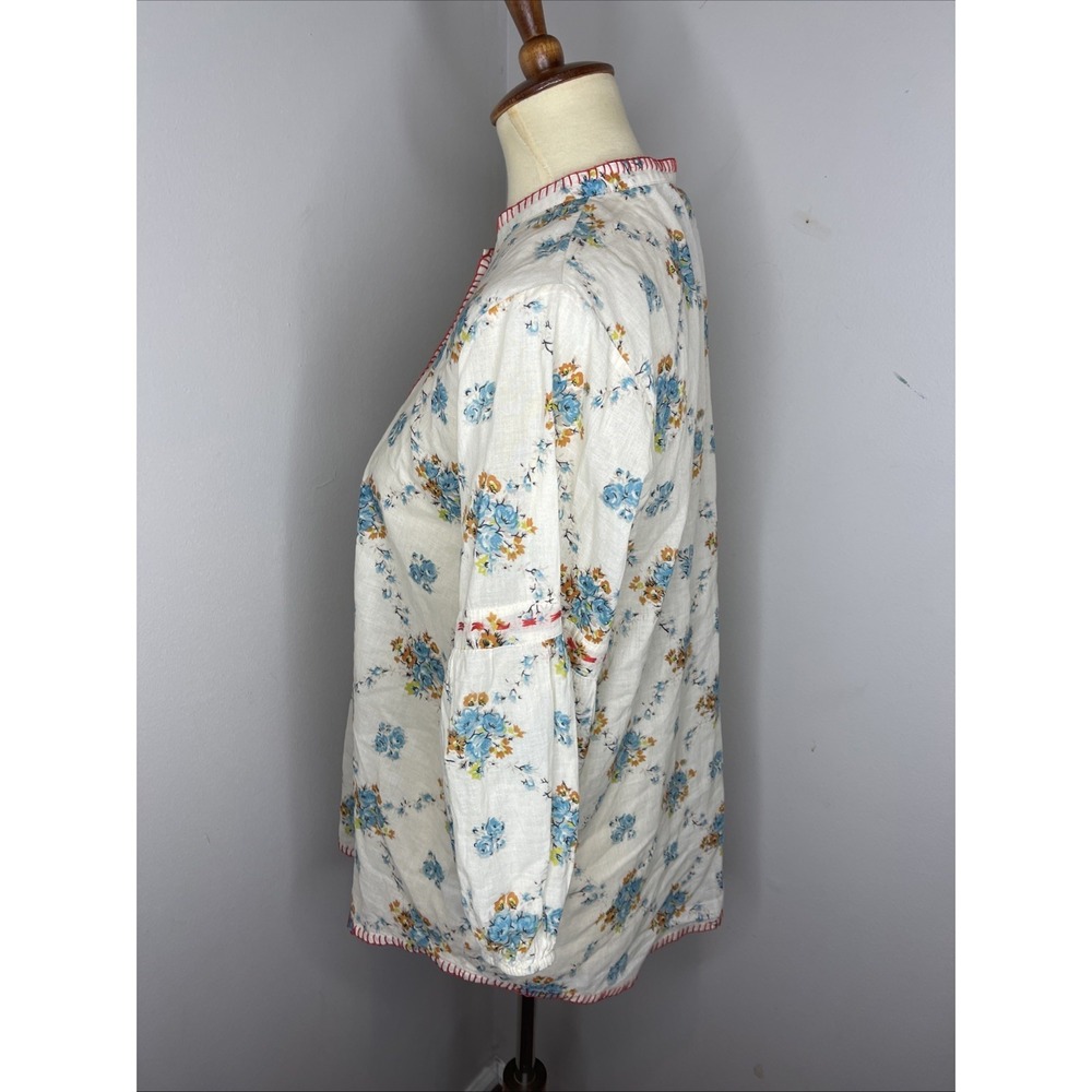 Johnny Was Leti Blouse Cream Floral Peasant Cottagecore Size Small S - Picture 3 of 10